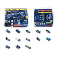 UNO PLUS Package A, Improved UNO (100% Arduino-Compatible) UNO R3, ATMEGA328P-AU with Various Sensors