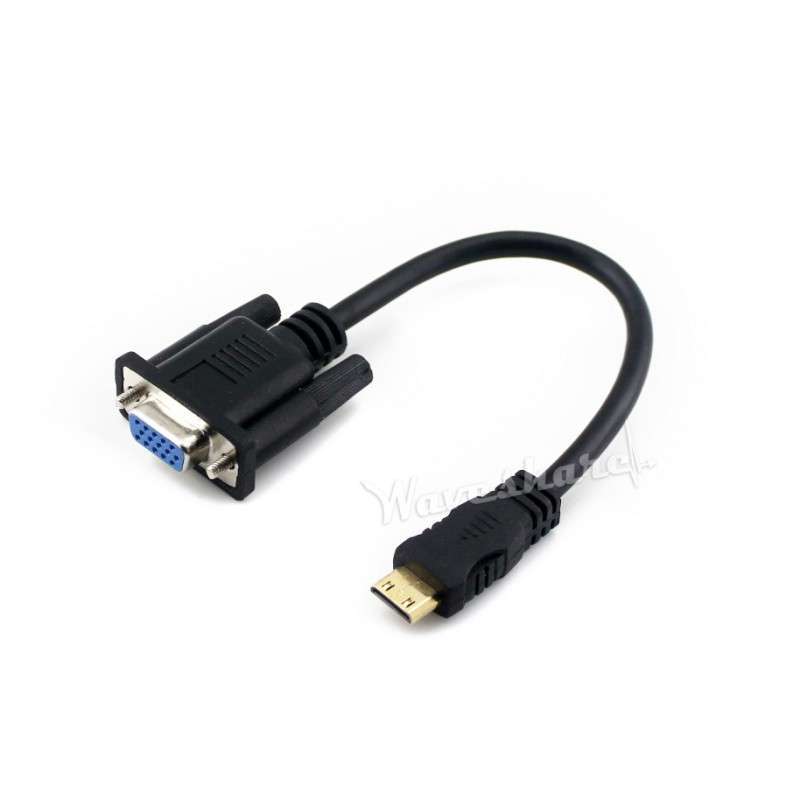 Mini HDMI to VGA Cable (WS-13860) for Waveshare 7"HDMI LCD (H), 10.1"HDMI LCD (D), 13.3"HDMI(H)