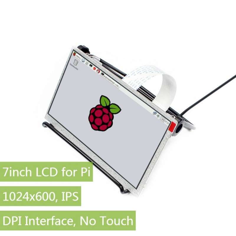 7inch IPS Display for Raspberry Pi, DPI interface, no Touch, 1024x600 (WS-12885)