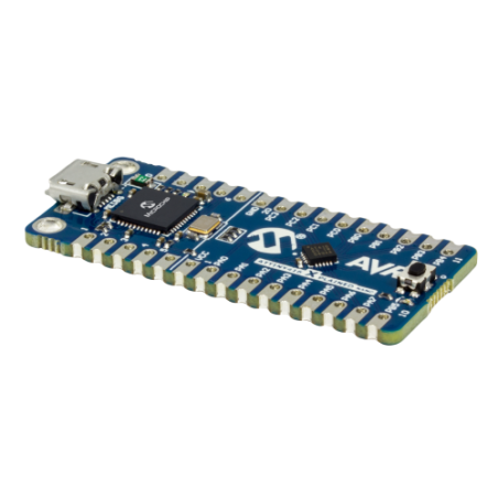 ATTINY416-XNANO (Microchip) evaluation kit includes on-board debugger, no external tools need to program/debug