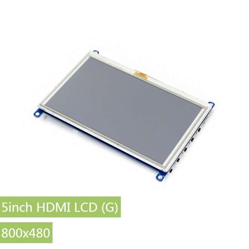 5inch HDMI LCD (G), 800x480, supports various systems, resistive touch (WS-14447)