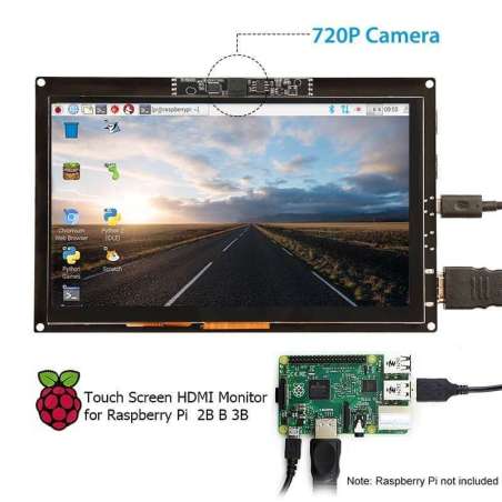 7inch Display 1024x600 Cap.Touch Screen 720P+Camera for Raspberry Pi/Mac/Windows (ER-RPD375105T)