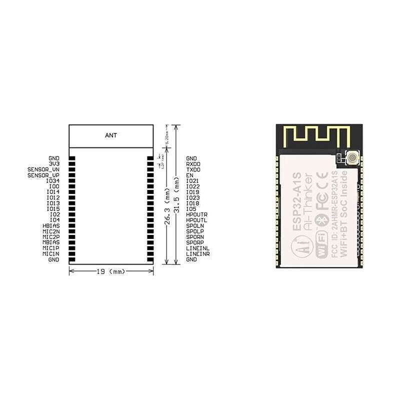 ESP32-A1S Wi-Fi+BT SoC Audio Module -IPEX block output (SE-113990579)