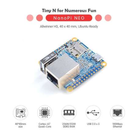 FRIENDLY-NEO-V1.3 (FriendlyELEC) NanoPi Neo v1.31 512MB Allwinner H3 Quadcore A7 1,2GHz