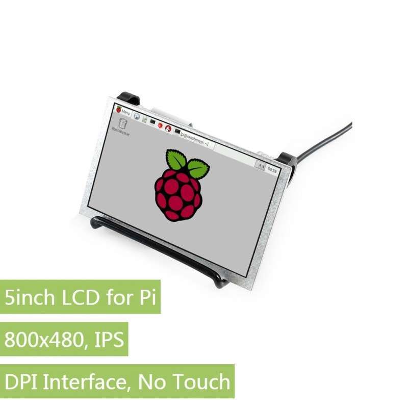 5inch IPS Display for Raspberry Pi, DPI interface, no Touch, 800x480 (WS-16381)