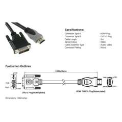 HDMI TO DVI CABLE - PRO SIGNAL  PSG01044  - 2m RLX-HDMI-TO-DVI (HDMI2DVI)