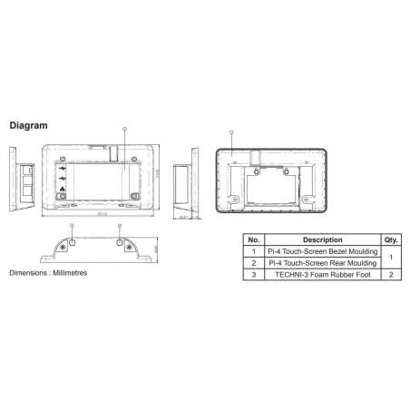Enclosure, Raspberry Pi 4 Model B, Touchscreen, Black (MULTICOMP PRO)