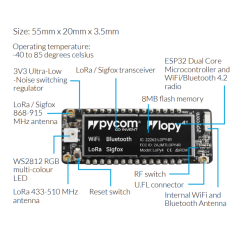 LoPy 4.0   (Pycom)  LoRa, Sigfox, WiFi, Bluetooth, MicroPython