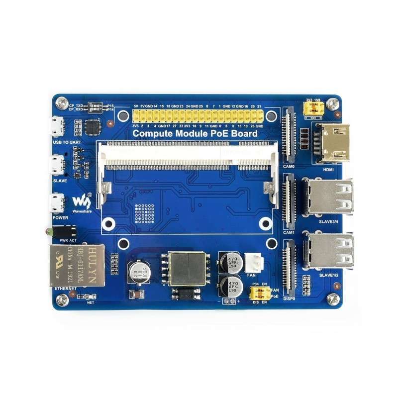 Compute Module IO Board with PoE Feature, for Raspberry Pi CM3 / CM3L / CM3+ / CM3+L (WS-16664)