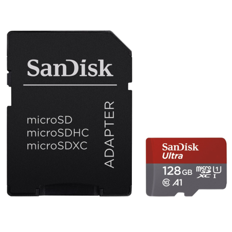 SanDisk Ultra microSDXC 128GB 100MB/s A1 Class 10 UHS-I, Adaptér