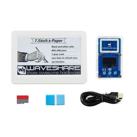 7.5inch NFC-Powered e-Paper Evaluation Kit, Wireless Powering & Data Transfer (WS-17766)