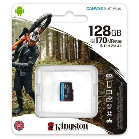 KINGSTON Canvas GO! Plus Micro SDXC 128GB Class 10, UHS-I, U3, V30, A2 (SDCG3/128GBSP)