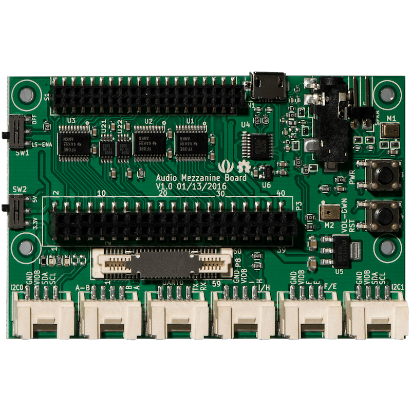 Audio Mezzanine Board is a Grove interfaced expansion board intended for 96boards