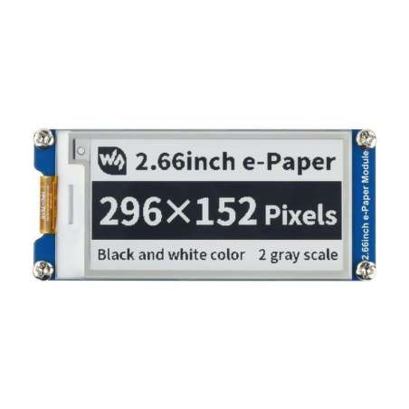 296×152, 2.66inch E-Paper E-Ink Display Module, Black / White (WS-18321)