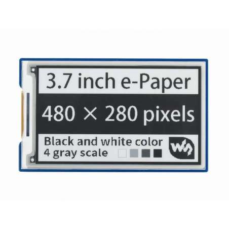 3.7inch e-Paper e-Ink Display HAT For Raspberry Pi, 480×280, Black / White, 4 Grey Scales, SPI (WS-18057)