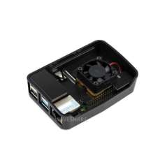 Black Poly+ Case For Raspberry Pi 4, With Dedicated MINI Cooling Fan (WS-18532)
