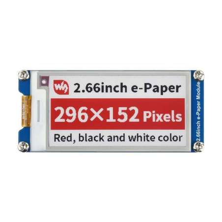 2.66inch E-Paper E-Ink Display Module (B), 296×152, Red / Black / White, SPI (WS-18915)