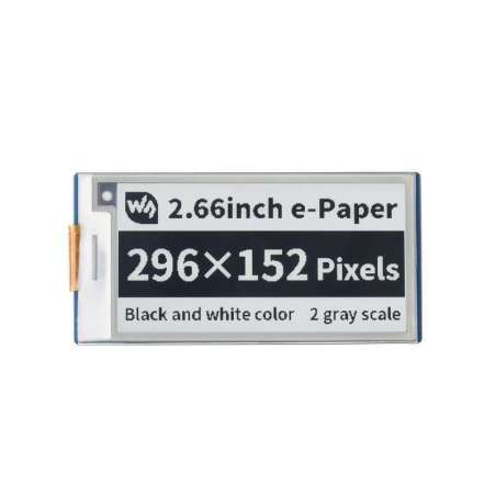 2.66inch E-Paper E-Ink Display Module for Raspberry Pi Pico, 296×152, Black / White, SPI (WS-20052)