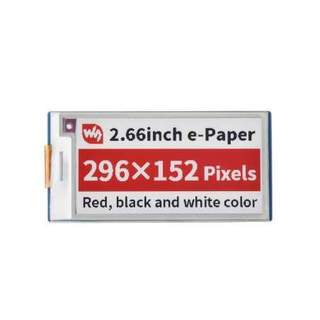 2.66inch E-Paper E-Ink Display Module (B) for Raspberry Pi Pico, 296×152, Red / Black / White, SPI  (WS-20053)
