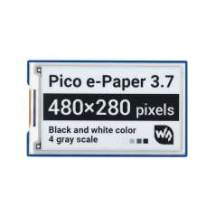 3.7inch E-Paper E-Ink Display Module for Raspberry Pi Pico, 480×280, Black / White, 4 Grayscale, SPI (WS-20123)