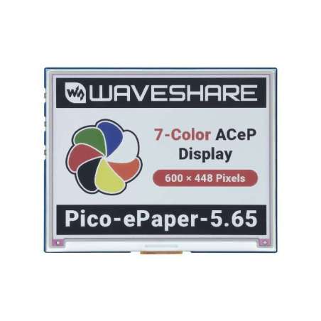 5.65inch Colorful e-Paper E-Ink Display Module for Raspberry Pi Pico, 600×448 Pixels, ACeP 7-Color (WS-20299)
