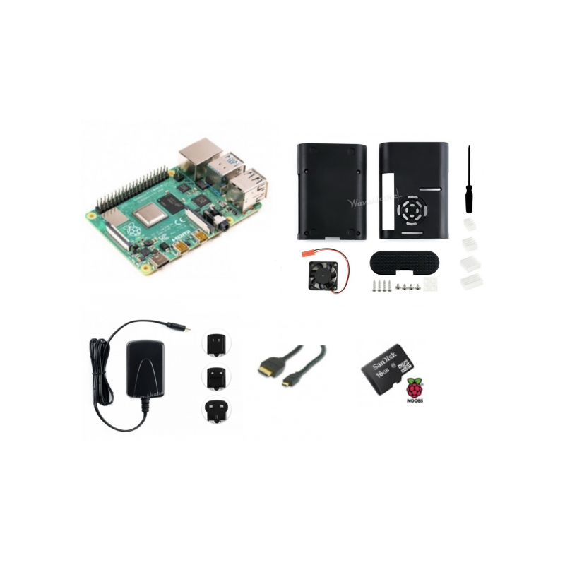 RASPBERRY PI4-4GB,16GB SD Karta,Box,HDMI Kabel,Zdroj USB-C,Chladice