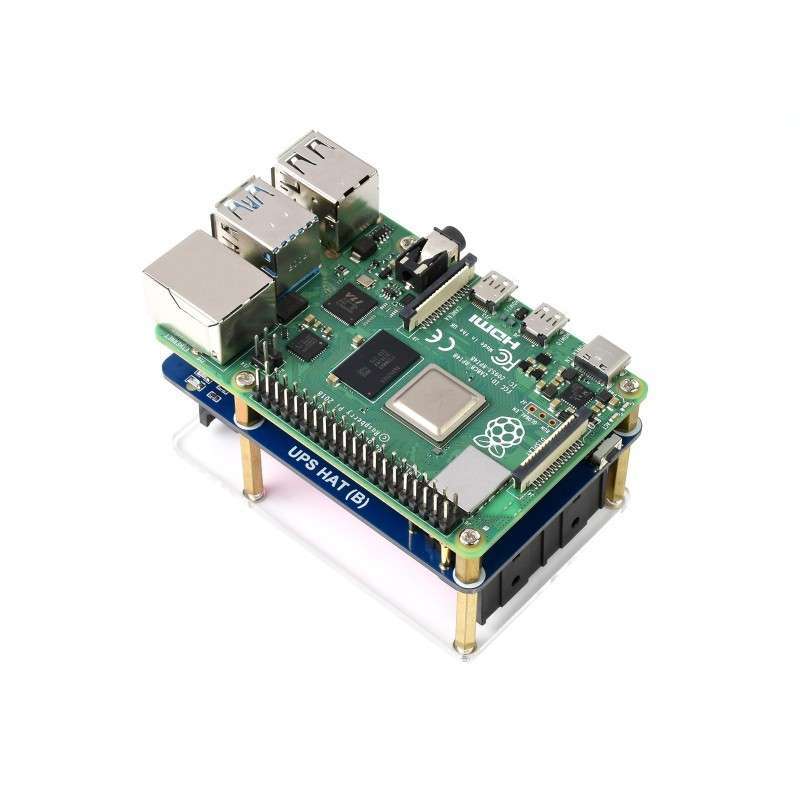 Uninterruptible Power Supply UPS HAT (B) for Raspberry Pi, 5V Output, up to 5A Current, Pogo