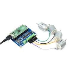 DC Motor Driver Module for Raspberry Pi Pico, Driving up to 4x DC Motors (WS-19764)