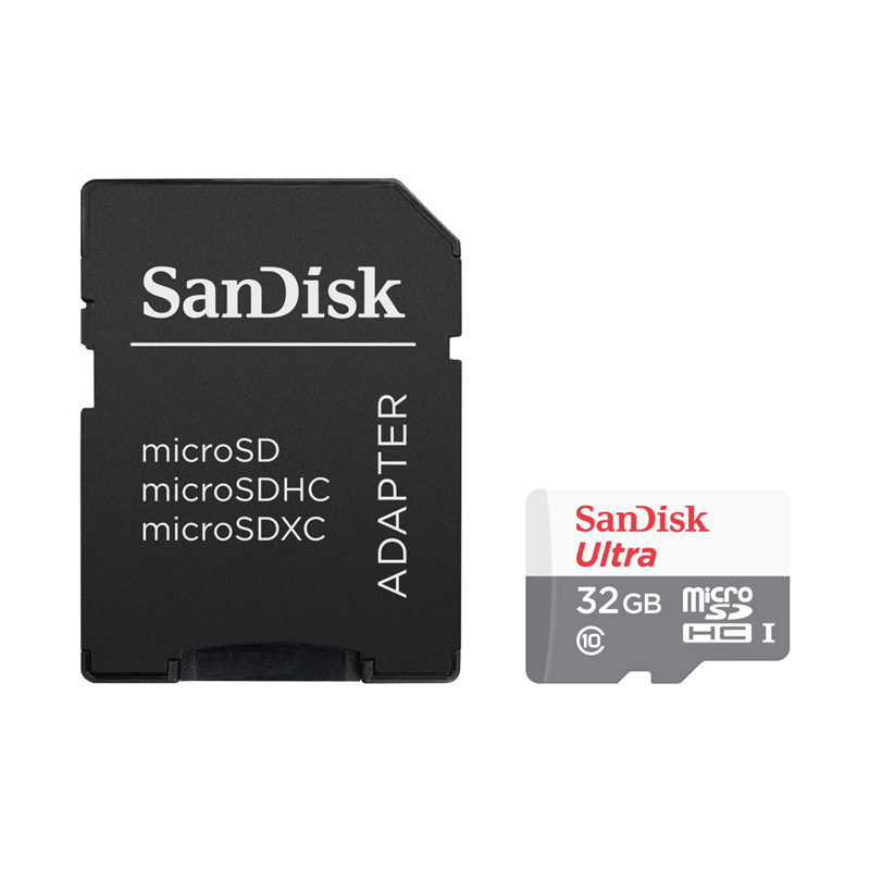 32GB SanDisk ULTRA Micro SDHC 100MB/s Class 10 UHS-I + Adapter (SDSQUNR-032G-GN3MA)