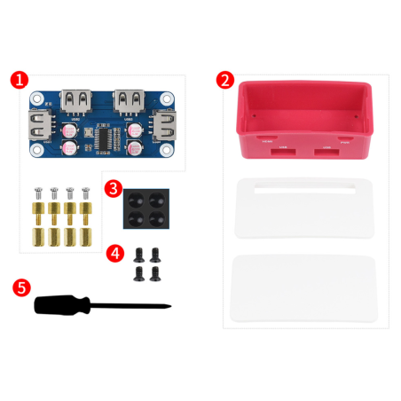 USB HUB BOX for Raspberry Pi Zero Series, 4x USB 2.0 Ports (WS-20892)