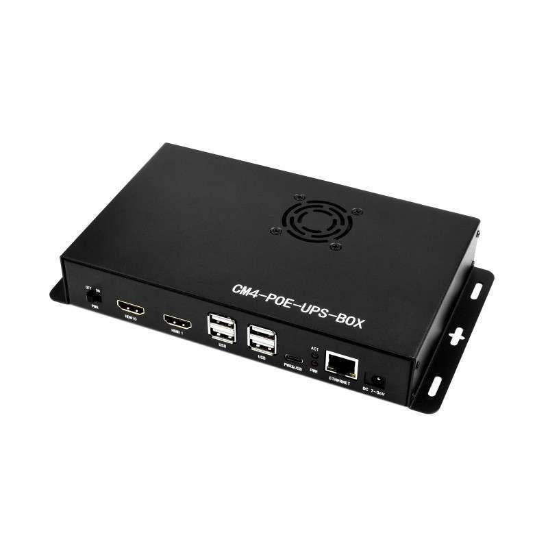 PoE UPS Mini-Computer Designed for Raspberry Pi Compute Module 4, Gigabit Ethernet, Dual HDMI, Quad USB2.0 (WS-22849)
