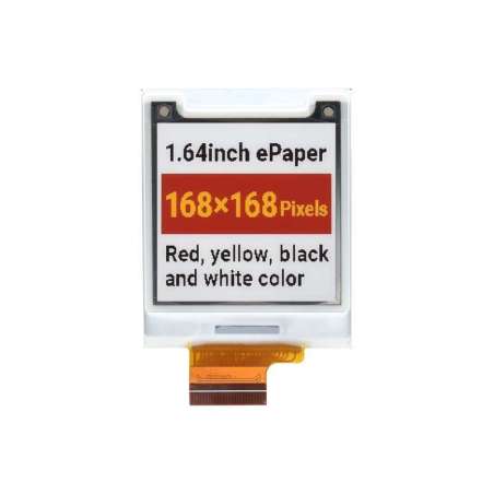 1.64inch square E-Paper (G) raw display, 168 × 168, Red/Yellow/Black/White (WS-22505)