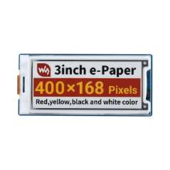 3inch E-Paper Module (G), 400 × 168, Red/Yellow/Black/White (WS-22758)