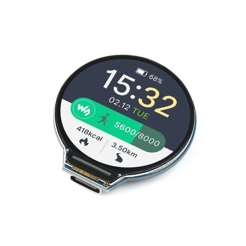 RP2040 MCU Board, With 1.28inch Round LCD, accelerometer and gyroscope Sensor (WS-22668)