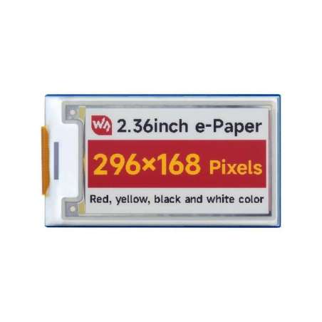 2.36inch E-Paper Module (G), 296 × 168, Red/Yellow/Black/White (WS-23151)