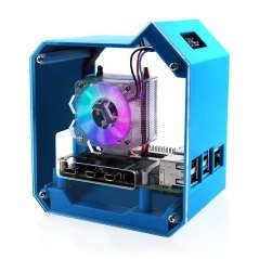 Mini Tower Kit For Raspberry Pi 4B, Desktop Computer Case, Strong Heat Dissipation, OLED Screen Display, Colorful LED (WS-23116)