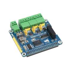 Isolated RS485 CAN HAT (B) For Raspberry Pi, 2-Ch RS485 and 1-Ch CAN, Multi Protections (WS-23227)
