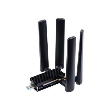 5G DONGLE Module, quad antennas, USB3.1 port, Aluminum Alloy Heatsink, M.2 Key B Interface (WS-23252)