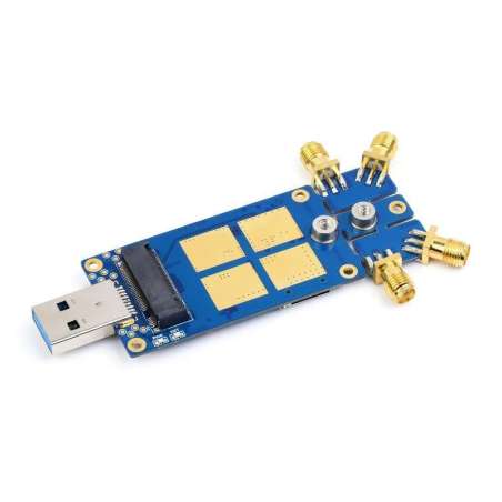 5G DONGLE Module, quad antennas, USB3.1 port, Aluminum Alloy Heatsink, M.2 Key B Interface (WS-23252)