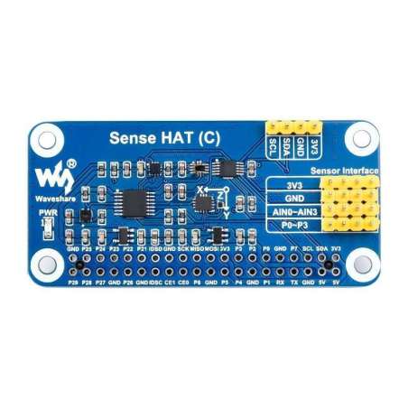 Sense HAT (C) for Raspberry Pi, Onboard Multi Powerful Sensors, Supports External Sensors (WS-23229)