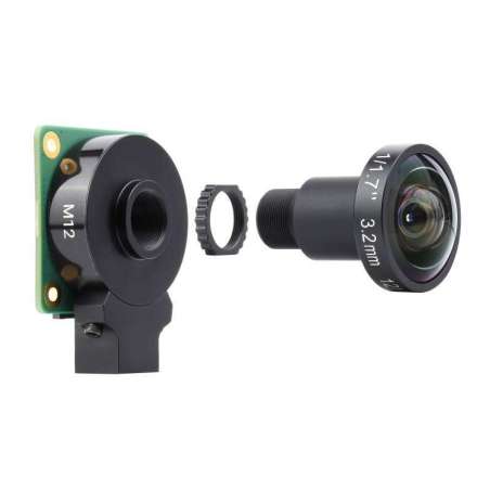 M12 High Resolution Lens, 12MP, 160° FOV, 3.2mm Focal length, Compatible with Raspberry Pi High Quality Camera M12 (WS-23967)