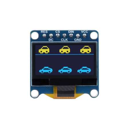 0.96inch OLED Display Module, 128×64 SPI / I2C  (WS-24101) upper yellow & lower blue