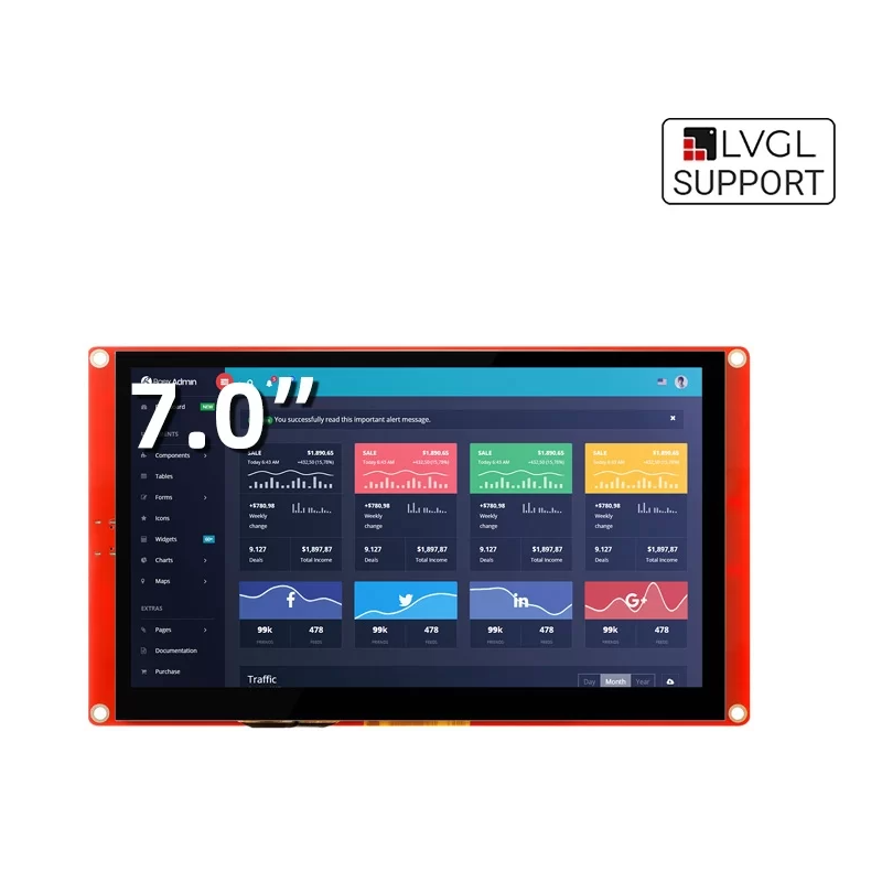ESP32 display-7.0 Inch HMI Display 800x480 RGB TFT LCD Touch Screen Compatible with Arduino/LVGL (ER-DIS08070H)