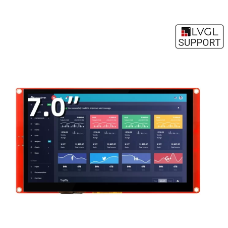 ESP32 display-7.0 Inch HMI Display 800x480 RGB TFT LCD Touch Screen Compatible with Arduino/LVGL (ER-DIS08070H)