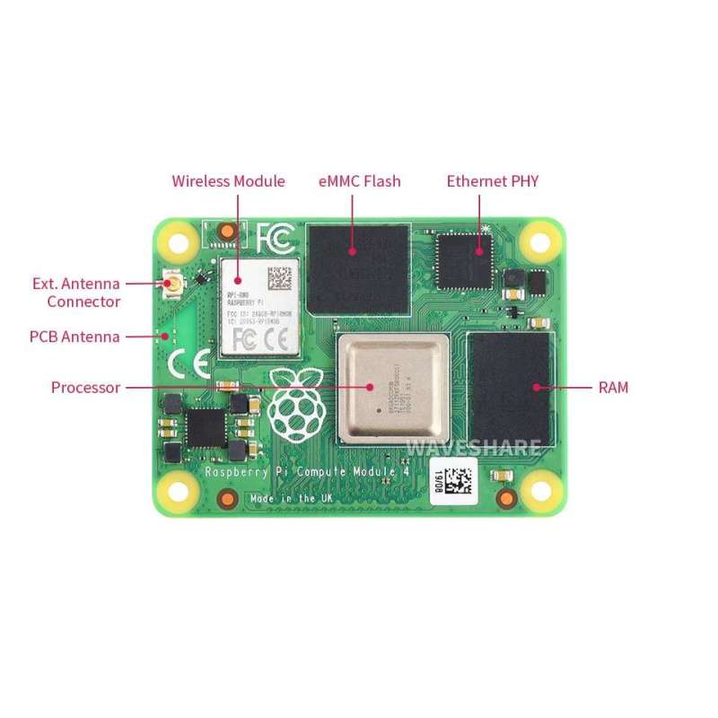 Raspberry Pi CM4101008 Compute Module 1GB RAM, 8GB eMMC Flash, WiFi ...