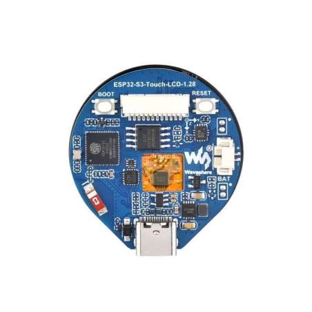 ESP32-S3 Development Board, with 1.28inch Round Touch LCD, Compact, Accelerometer Gyroscope Sensor (WS-25098)