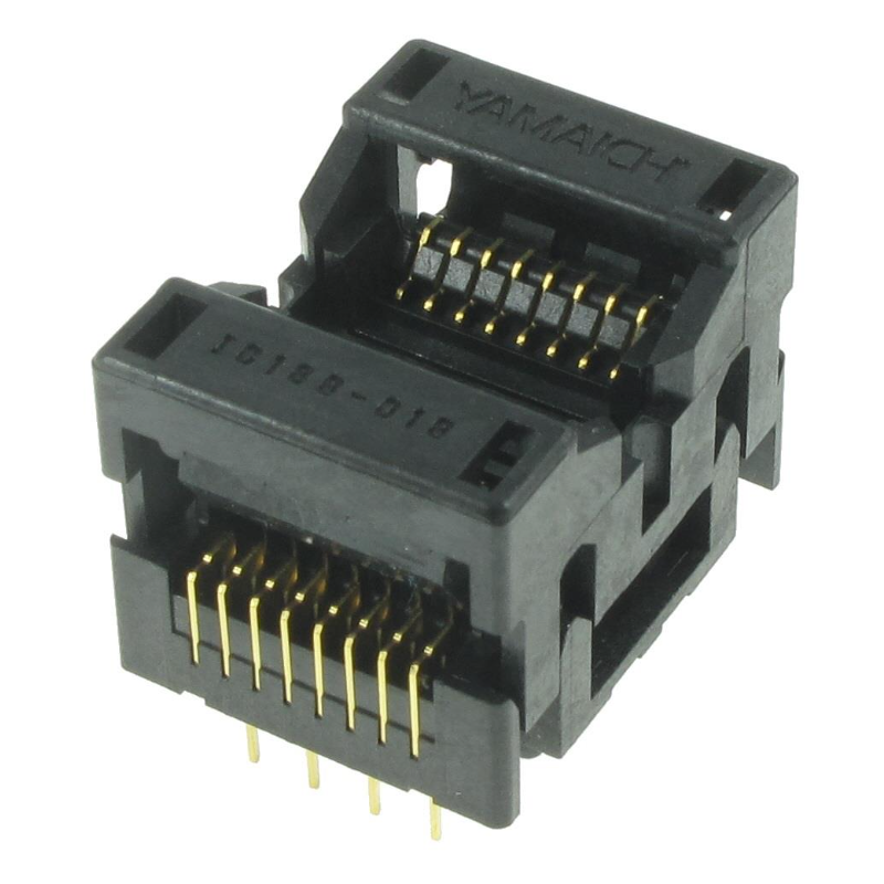 IC189-0162-016N THT Socket For SOP16, TSOP TYPE I & II Packages, Pitch From 0.40 Mm Up To 1.27 Mm