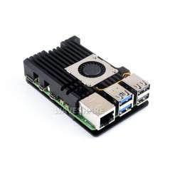 Aluminium Alloy Case (H) for Raspberry Pi 5, With Temperature-Controlled Blower Fan (WS-26411)