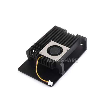 Aluminium Alloy Case (H) for Raspberry Pi 5, With Temperature-Controlled Blower Fan (WS-26411)