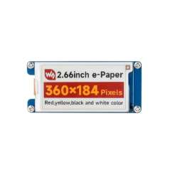 2.66inch e-Paper Module (G), 360x184, Red/Yellow/Black/White, SPI (WS-26337)